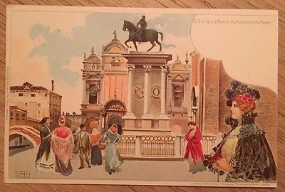 Cartolina - Venezia, monumento Colleoni